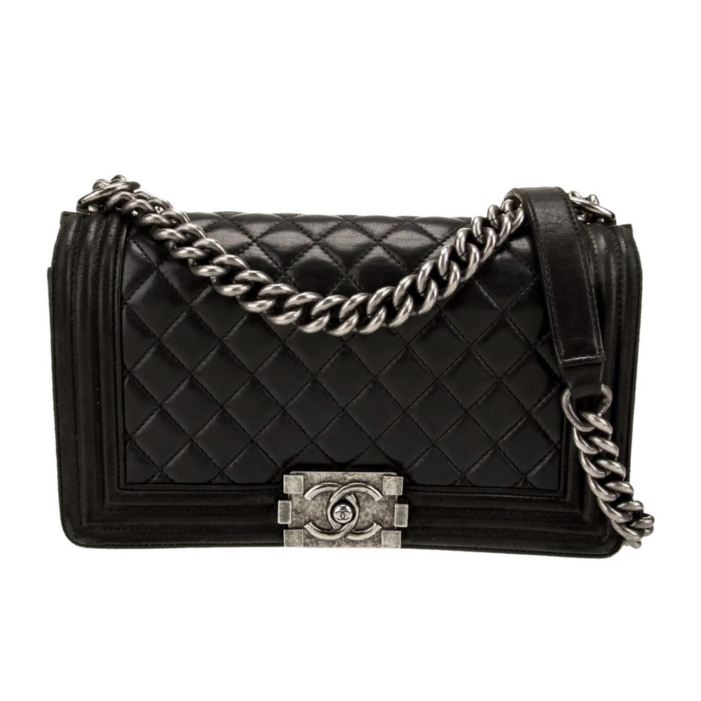 Chanel Boy Black Quilted Leather Bag